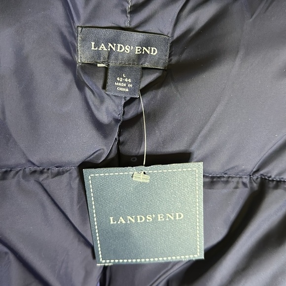 Lands End Mens Sz L (42-44) Blue Goosedown Puffer Vest Snap Front Lightweight - Picture 2 of 6